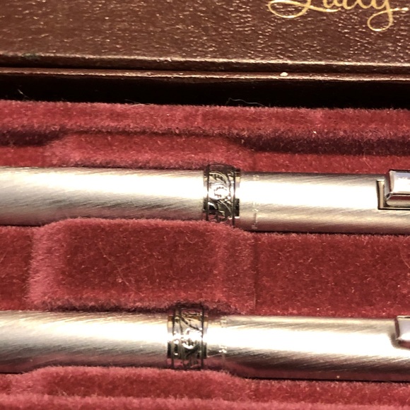 Lady Sheaffer Brushed Silver White Dot Ballpoint Pen/Pencil Set/Box unused - Picture 2 of 3